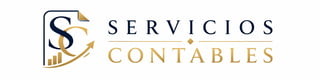 Servicios Contables logo with stylized S icon and financial growth arrows in gold and navy blue